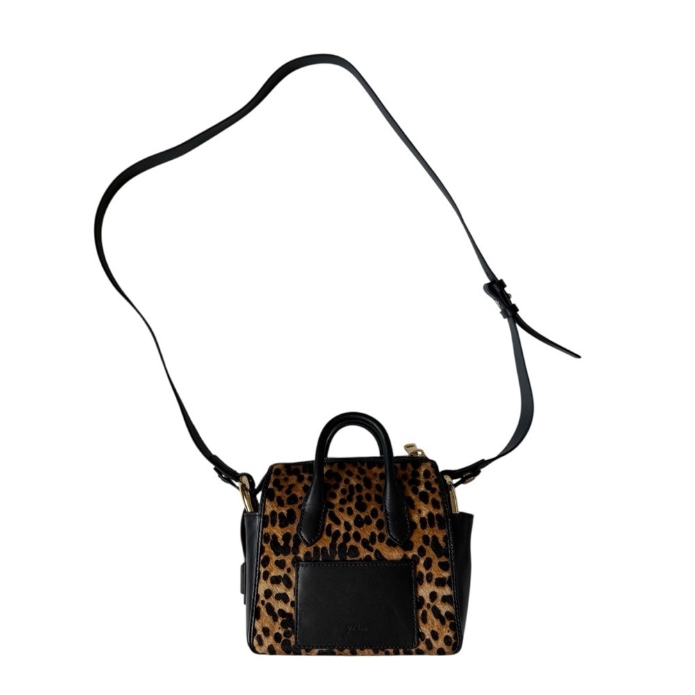 J.Crew Calf Hair Leather Mini Satchel Black Gold Hardware - Picture 3 of 6